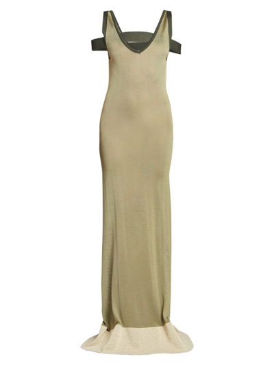 Jacquemus Colorblocked Strap-embellished Gown In Light Khaki