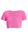 Jacquemus Cropped Open Logo-front Cardigan In Pink