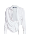 Jacquemus Asymmetric Draped Knotted Shirt In White