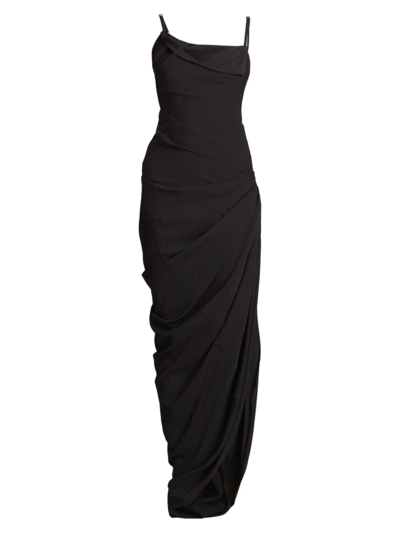 Jacquemus Women's Sleeveless Draped Maxi Dress In Black