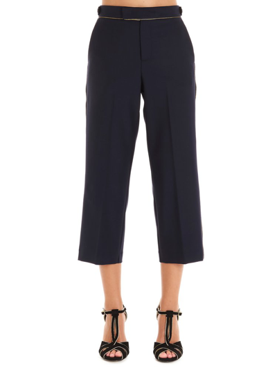 Twinset Cropped Cigarette Trousers In Blue