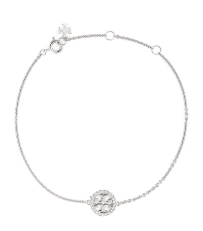 Tory Burch Embellished Miller Chain Bracelet In Silver