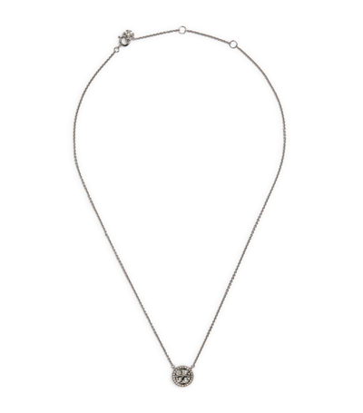 Tory Burch Embellished Miller Pendant Necklace In Silver