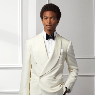 Ralph Lauren Purple Label Kent Handmade Silk Dinner Jacket In Ivory