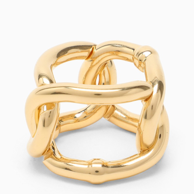 Bottega Veneta Chain-link 18kt Gold-plated Sterling-silver Ring In Metal