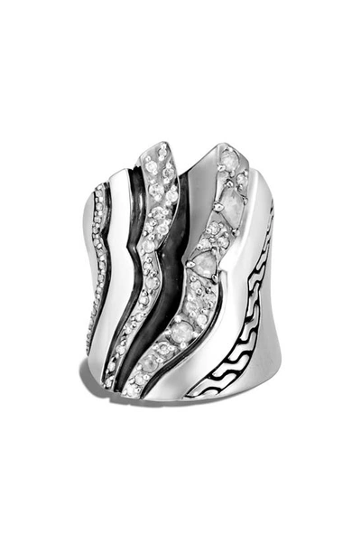 John Hardy Sterling Silver & Grey Diamond Lahar Ring In White Diamond