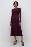 Jonathan Simkhai Malia Midi Skirt In Merlot