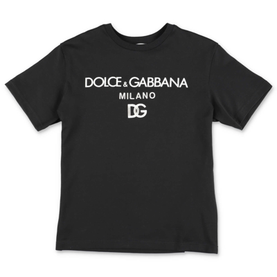 Dolce & Gabbana Logo Cotton Jersey T-shirt In Nero