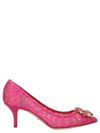 Dolce & Gabbana 60mm Bellucci Lace & Swarovski Pumps, Fuchsia