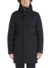 Moorer Smooth Medium Hooded Parka With Adjustable Cuffs In Blue