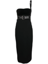 Roberto Cavalli Black Midi Dress With Buckle In Black