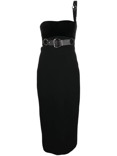 Roberto Cavalli Black Midi Dress With Buckle