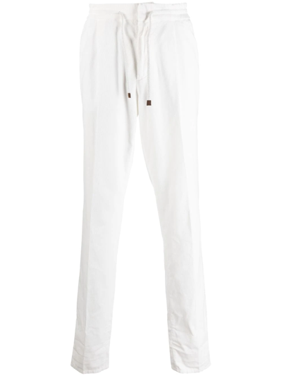 Brunello Cucinelli Drawstring Corduroy Trousers In White