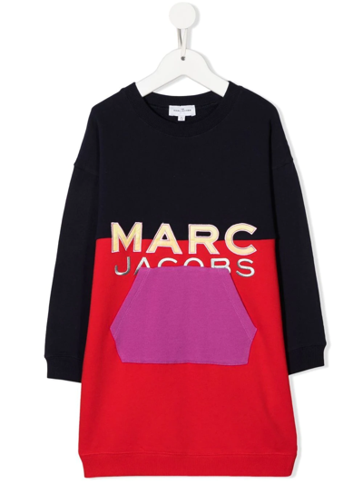 The Marc Jacobs Kids' Embroidered-logo Sweatshirt Dress In Red