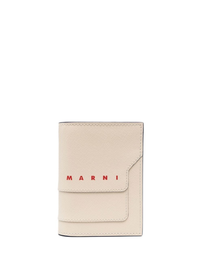 Marni Logo-print Bi-fold Wallet In Neutrals