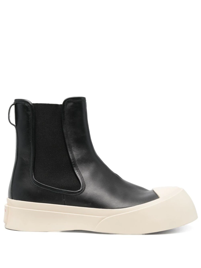 Marni Leather Ankle Chelsea Boots In Black