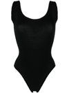 Reina Olga Velvet-effect Scoop-neck Swimsuit In Black