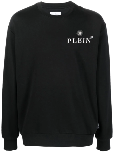 Philipp Plein Logo-print Crew Neck Sweater In Black