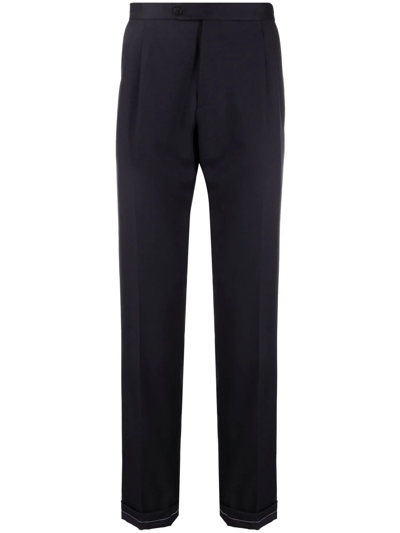 Brioni Mid-rise Tailored Trousers In Blue