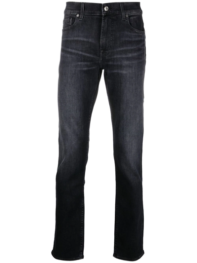 7 For All Mankind Slim-cut Washed Jeans In Grey