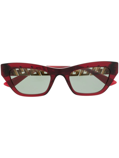 Versace La Greca Cat-eye Sunglasses In Red