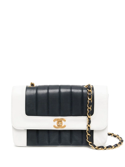 Pre-owned Chanel 1992 Mademoiselle Shoulder Bag In White