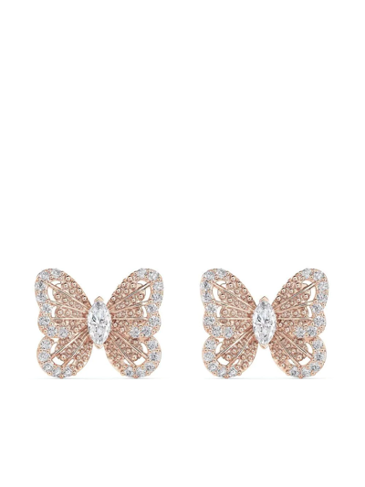 De Beers Jewellers 18kt Rose Gold Portraits Of Nature Butterfly Diamond Stud Earrings In Pink