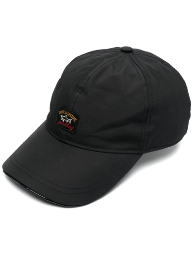 Paul & Shark Wool Baseball Cap With Iconic Badge In Black