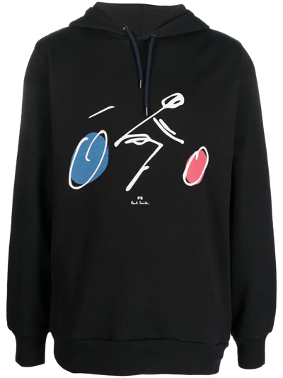 Ps By Paul Smith Graphic-print Pullover Hoodie In 79 Blacks