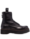 R13 Platform Leather Ankle Boots In Black