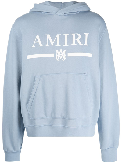 Pre-owned Amiri Ma Bar Logo Hoodie 'dusty Blue' | ModeSens