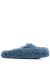 Marni Men's Fussbett Shearling Slip On Clogs In Slate/blue