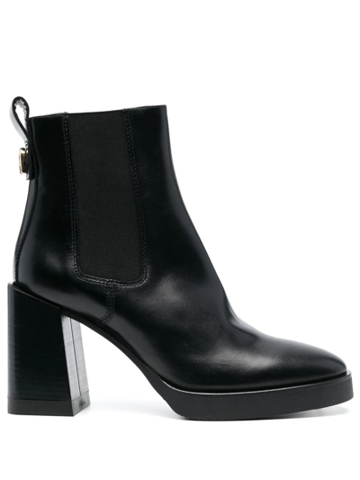 Furla Greta 90mm Leather Chelsea Boots In Black