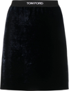 Tom Ford Lightweight Velvet Signature Skirt In Blue
