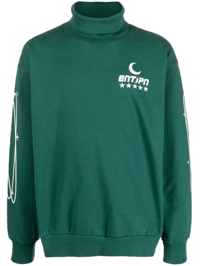 Enterprise Japan Logo-print Roll-neck Sweatshirt In Green