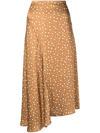 Vince Spot-print Asymmetric Skirt In Brown