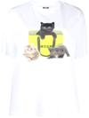 Msgm Graphic-print Cotton T-shirt In White