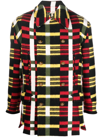 Vivienne Westwood Check-print Double-breasted Coat In Red