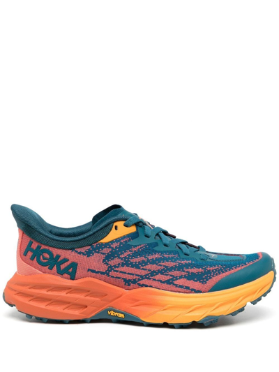 Hoka One One Speedgoat 5 Logo-detailed Mesh Sneakers In Blue Coral / Camellia
