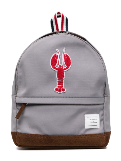 Thom Browne Kids' Lobster Icon Backpack In Grey