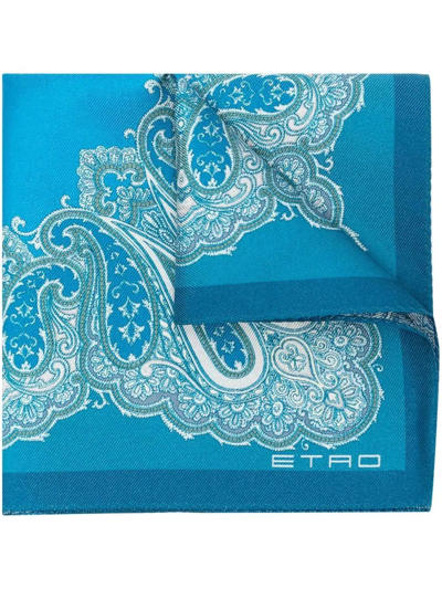 Etro Paisley-print Silk Scarf In Blue