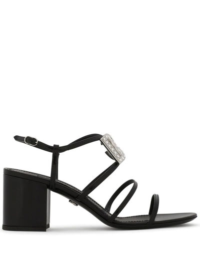 Dolce & Gabbana Logo-plaque Sandals In Black