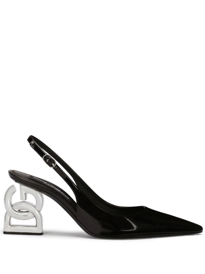 Dolce & Gabbana Slingback Pumps With Dg Pop Heel In Black