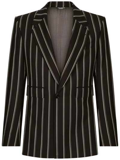 Dolce & Gabbana Striped Wool Blazer In Multicolor