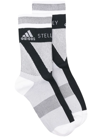 Adidas By Stella Mccartney Logo-print Ribbed Ankle Socks In White