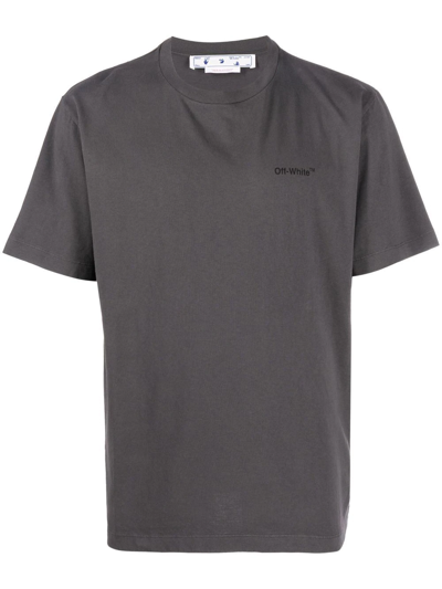 Off-white Diag-stripe Cotton T-shirt In Grey
