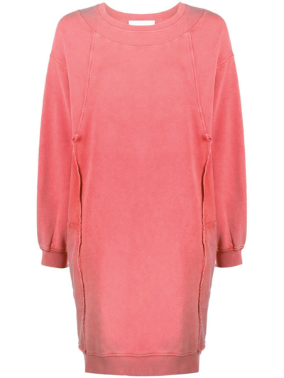 See By Chloé Logo Embroidered Jumper Dress In Pink