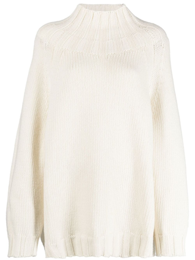 Aspesi Crew-neck Long-sleeve Wool Jumper In Neutrals