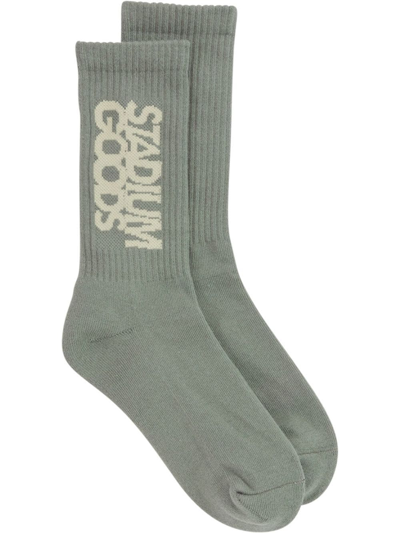 Stadium Goods Intarsia-logo Crew Socks In Green