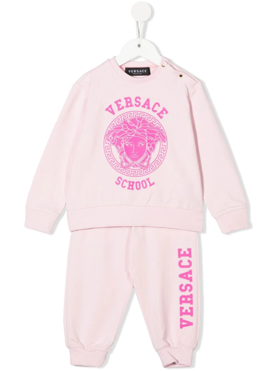 Versace Babies' 美杜莎头纹图案运动套装 In Pink